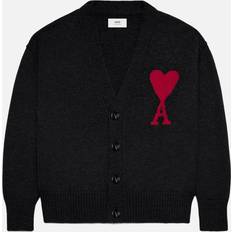 Herr - Merinoull Koftor Ami Paris Logo Wool Knit Cardigan