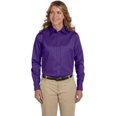 Harriton Ladies Easy Blend Long-Sleeve Twill Shirt Stain-Release Team Purple