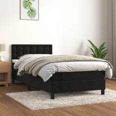 Letto Singolo Letti Continentali vidaXL Giroletto A Molle Con Materasso Nero 80x200 cm In Velluto Letto Continentale