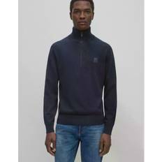 HUGO BOSS Zip-neck knitted sweater in cotton and cashmere