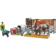 Bruder Bworld Cow & Calf with Farmer 62611