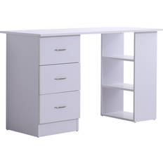 Homcom 3 Storage Shelves White Writing Desk 49x120cm