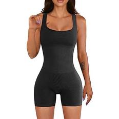 Tennis - Women Jumpsuits & Overalls OQQ Women's Yoga Rompers Workout Ribbed - Black