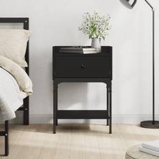 Black - Plastic/Wood Bedside Tables vidaXL Black 40.5 x 31 x 60 cm Bedside Table