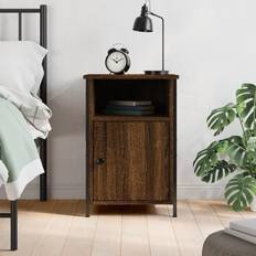 Black Bedside Tables vidaXL Cabinet Brown Oak Engineered Wood Bedside Table