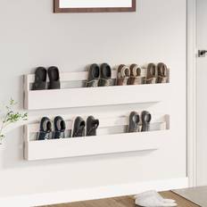 Pines Hallway Furniture & Accessories vidaXL Wall-mounted 2 Pine Shoe Rack