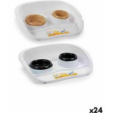 Stefanplast Double Plastic Pet Feeding Dish 34 x 11 x 46.5 cm 24 Units