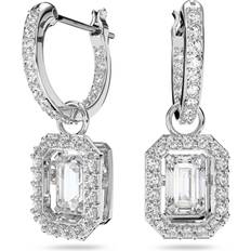 Swarovski Millenia Huggie Hoop Drop Earrings Clear/Silver