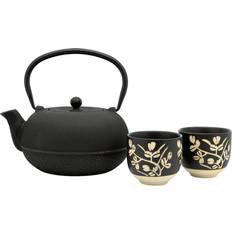 Nero Teiere Bredemeijer Sichuan Gift Set - Black / Ecru 1 Litro in Ghisa con 2 Tazze in Porcellana Teiera