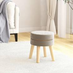 Tabourets vidaXL Rond Gris Foncé Velours Tabouret