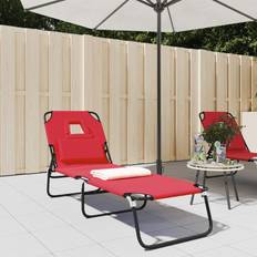 vidaXL Folding Sun Lounger Red Oxford Fabric and Powder-coated Steel