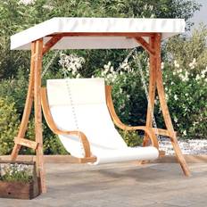 Legno sedie sospese da esterno vidaXL Sedia a Dondolo con Cuscino e Tetto Legno Massello