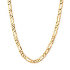 Men - Silver Necklaces Welry Figaro Chain Necklace 7mm - Gold