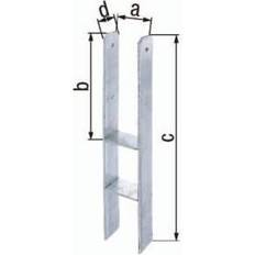 Zaunpfosten Alberts H-Pfostenträger ETA-10/0210 121x300x600x60mm STA roh TZN