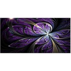 Canvas Wall Decor Design Art Glittering Purple Fractal Flower Large Floral Wall Decor