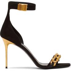 Heeled Sandals Balmain Uma embellished suede sandals black