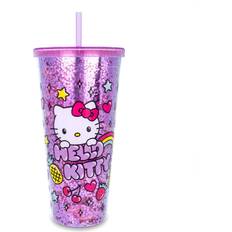 Bicchieri di Carta saldi Hello Kitty Sanrio Rainbow Confetti Carnival Cup With Lid and Straw 32 Ounces