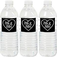 Big Dot of Happiness Mr. & mrs. black & white water bottle sticker labels 20 ct