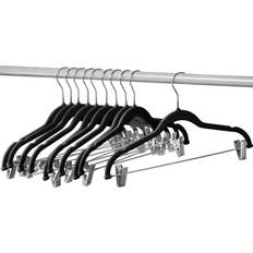 Black Hangers HOME It 10 Pack Skirt Hangers with Clips Black Velvet Hanger