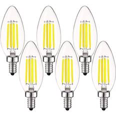 60 watt clear light bulbs Luxrite 60-Watt Equivalent B10 Dimmable LED Light Bulbs Clear Glass Filament 5000K Bright White 6-Pack