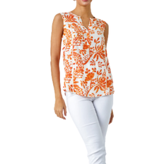 Orange Tank Tops Roman Sleeveless Floral Print Vest - Orange