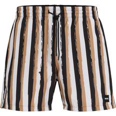 Beige Badbyxor HUGO BOSS Mäns FYN Badshorts beige, L, beige