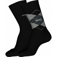 HUGO BOSS Underkläder HUGO BOSS Herr 2P RS Argyle CC medelhöga strumpor av bomullsblandning tvåpack, Black1, 39-42