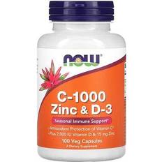 Vitaminer & Kosttilskud NOW C-1000 Med Zink & D3 100 Vegetabilske Kapsler 100 stk