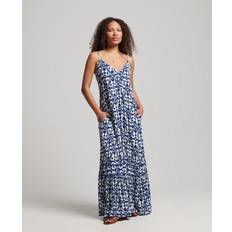 Superdry Damen Langes Trägerkleid - Blau