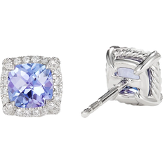 David Yurman White Gold Earrings David Yurman Petite Chatelaine Pavé Bezel Stud Earrings - White Gold/Tanzanite/Diamonds