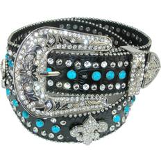 Turquoise - Women Belts CTM Fleur de Lis Studded Rhinestone Belt Women