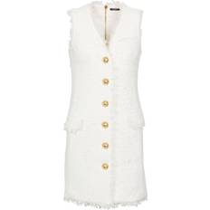 Oversize Dresses Balmain Sleeveless tweed dress white