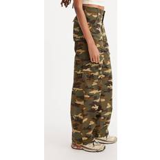 Camouflage - Women Pants Levi's Womens Mid Rise Baggy Cargo Jean, 29, Green Green