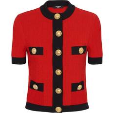 Red - Women Cardigans Balmain Knitted cardigan with buttons