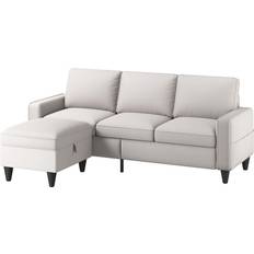 Lonkwa L-Shaped Couch with Storage Ottoman Sofa 53" 3 Seater