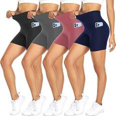 Multicolored - Women Shorts Fullsoft Biker Shorts 4-pack - Black/Navy Blue/Grey/Pink