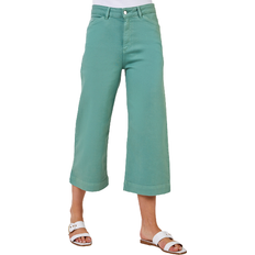 Roman Wide Leg Stretch Denim Culottes - Sage