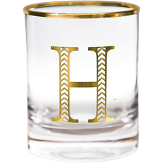 Without Handles Drink Glasses Qualia Monogrammed Letter "H" Double Old Fashioned Drink Glass 0fl oz 4