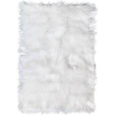 Faux fur area rugs Super Area Rugs Serene Silky Faux Fur White 36x60"