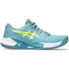 Women - Yellow Racket Sport Shoes Asics GEL-Challenger Women's Tennis Shoes Gris Blue/Safety Yellow