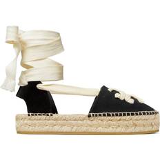 Platform Espadrilles Tory Burch Woven Double-T Espadrille - Perfect Black/Natural