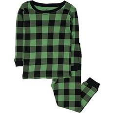 Black - Boys Pajamases Leveret Cotton Plaid Pajamas - Green/Black