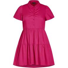 Tier Shirt Dress - Pop Pink