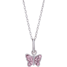 Nordahl Jewellery Butterfly Pendant Necklace - Silver/Pink
