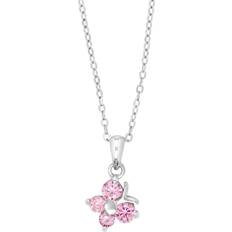 Nordahl Jewellery Halskæde sølv m/ sommerfugle vedhæng m/pink cz