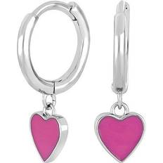 Børn Øreringe Nordahl Jewellery Noa Kids's Rhd. Sølv creoler med pink emalje