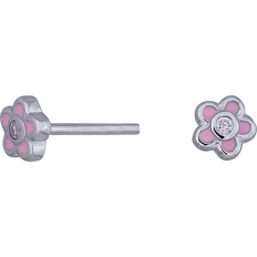 Noa Kids Rhd Silver Örhängen Blomma Emalj Rosa Ton