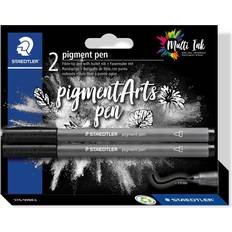 Staedtler Fineliners Staedtler Fiberpenna pigment Arts, intensiv svart, pigmenterad premium tecknat, vattentät, smörjfri att måla, 1,00 mm rund spets, 2 pigmentpennor på blisterkort, 376-99 BK2