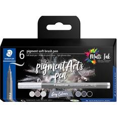 Grå Pensler Staedtler Brush pen Pigment Arts soft ass grå/sort 6