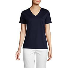 Lands' End Women's Tall Relaxed Supima Cotton Short Sleeve V-Neck T-Shirt - Radiant Navy